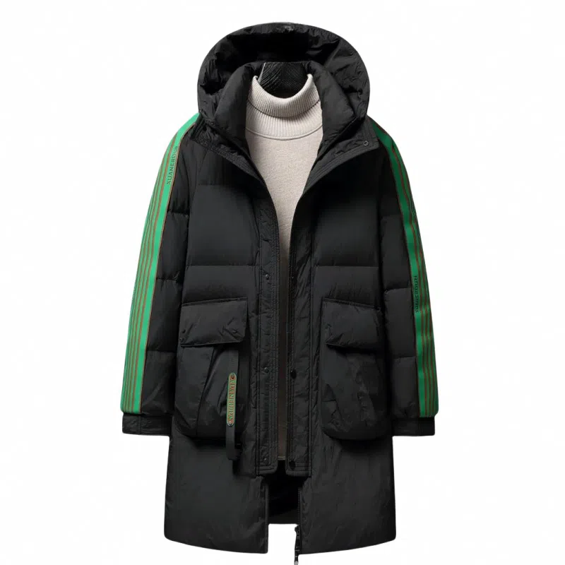 雅鹿 加厚韩版宽松大毛领中长款羽绒服 男女同款