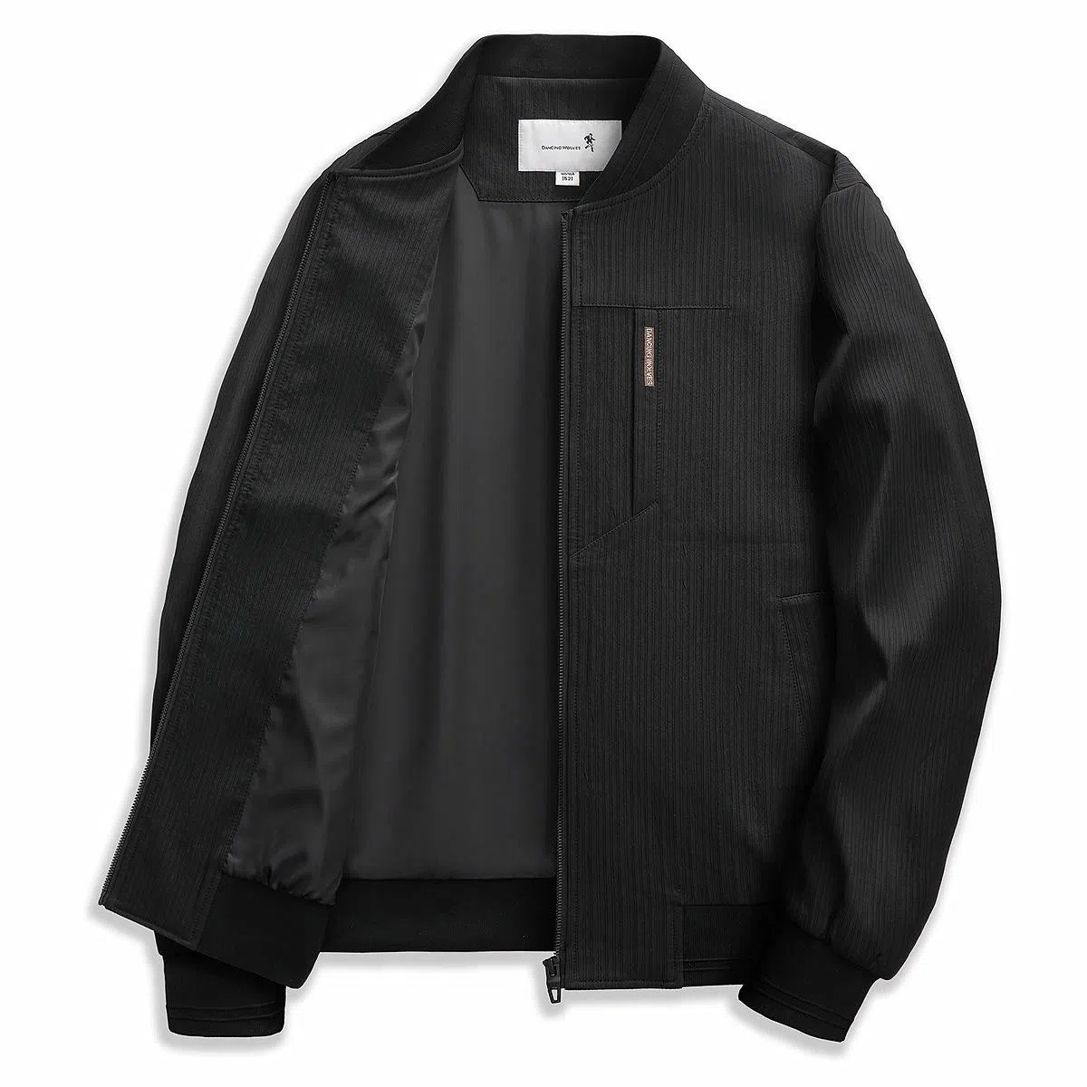 与狼共舞 运动百搭商务日常棒球领轻便舒适长袖夹克外套 男款 黑色