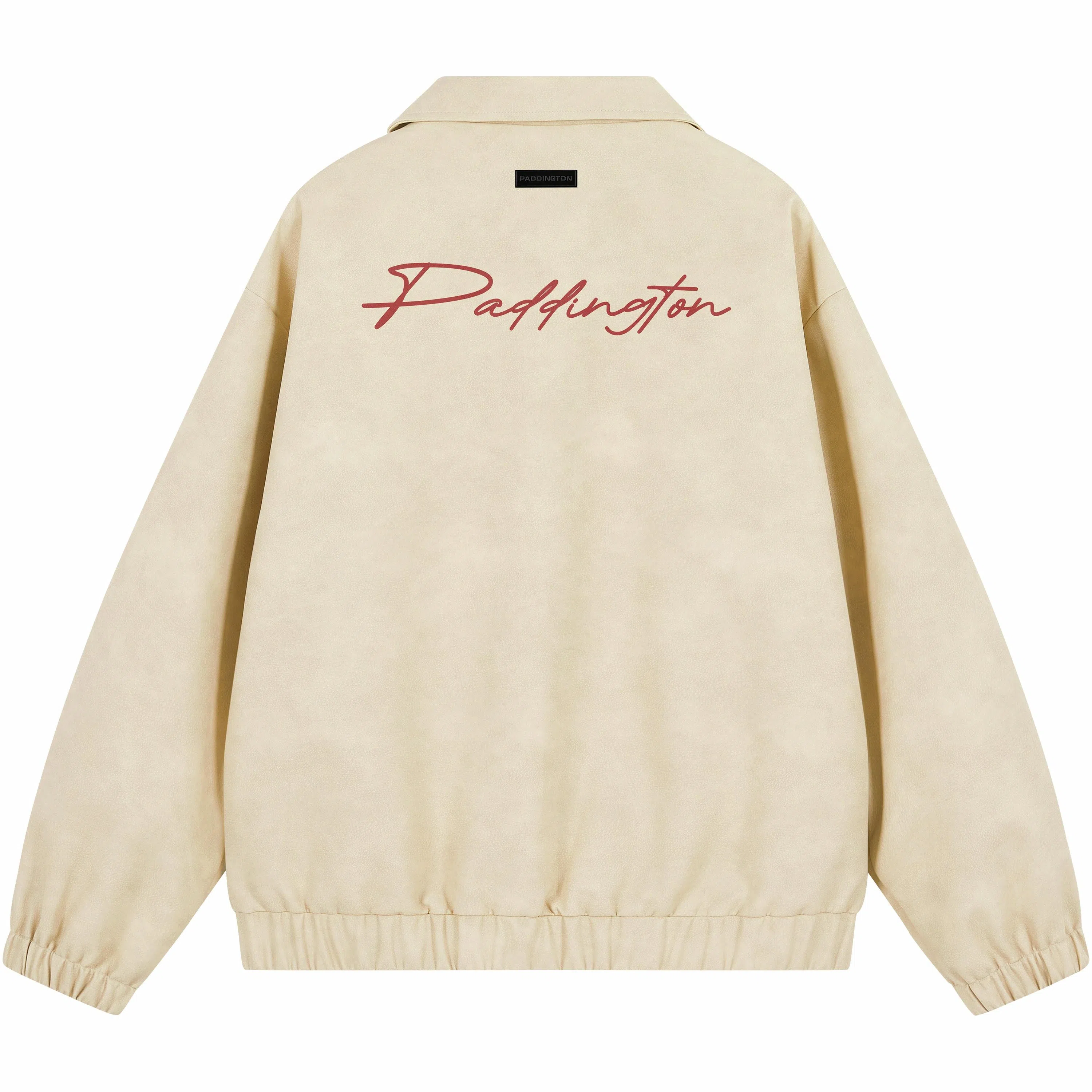 帕丁顿熊 花体字母印花美拉德复古做旧皮衣美式高街铆钉拼接休闲机车防风宽松夹克外套 男女同款