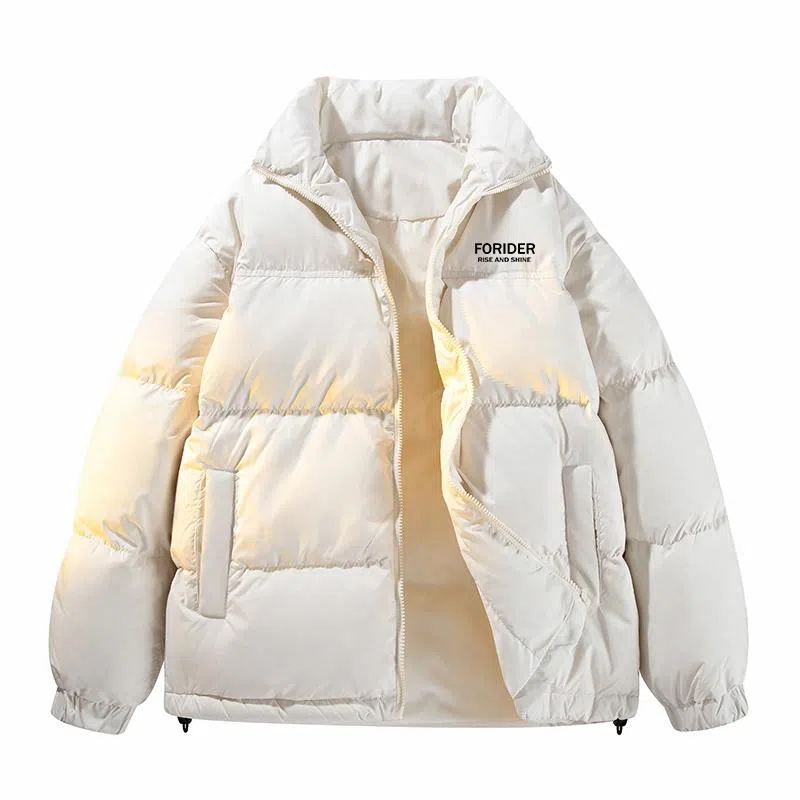 FORIDER Retro Letter Print Down Jacket