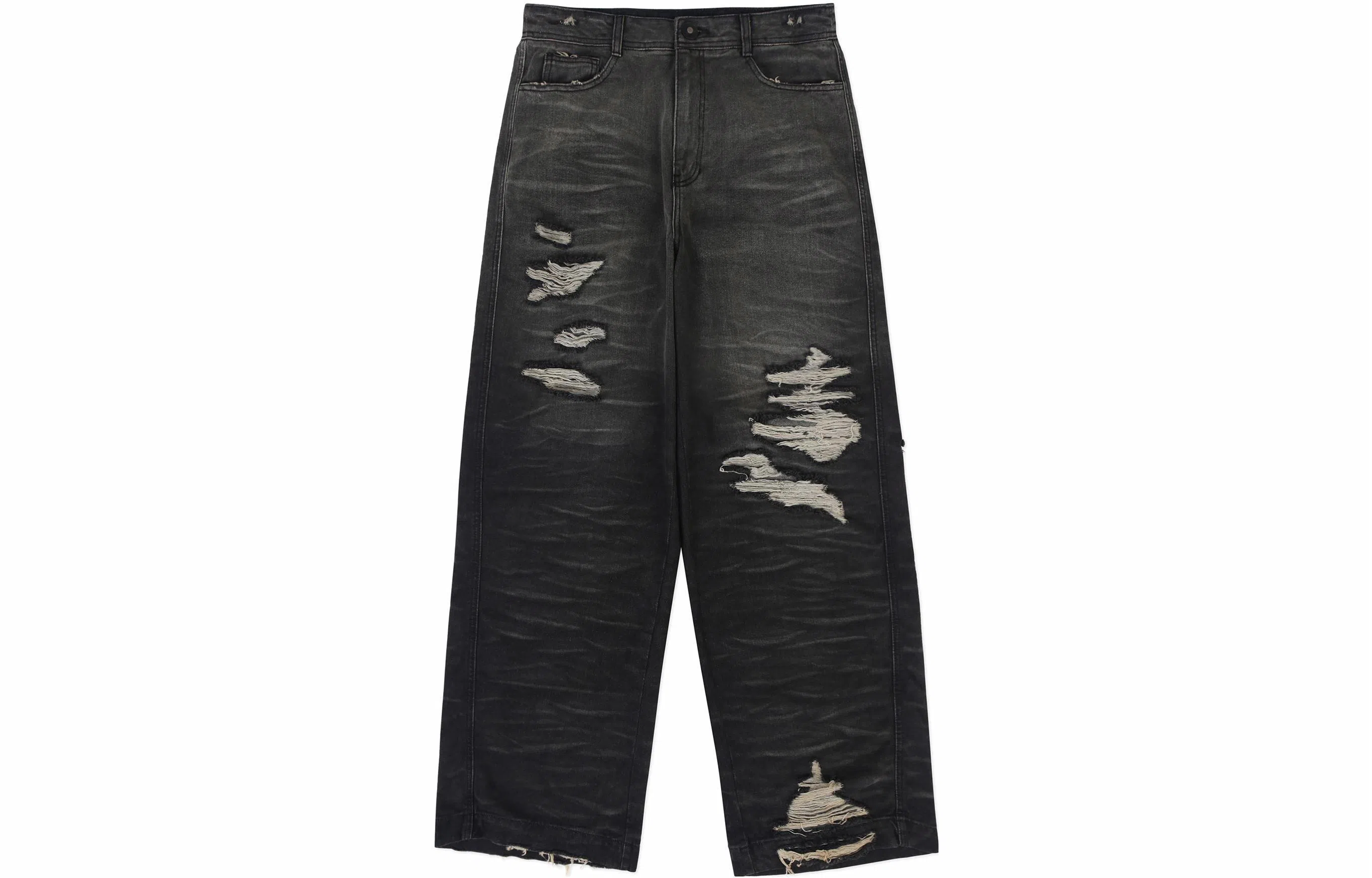 ADER ERROR FW23 Distressed Straight Jeans Black