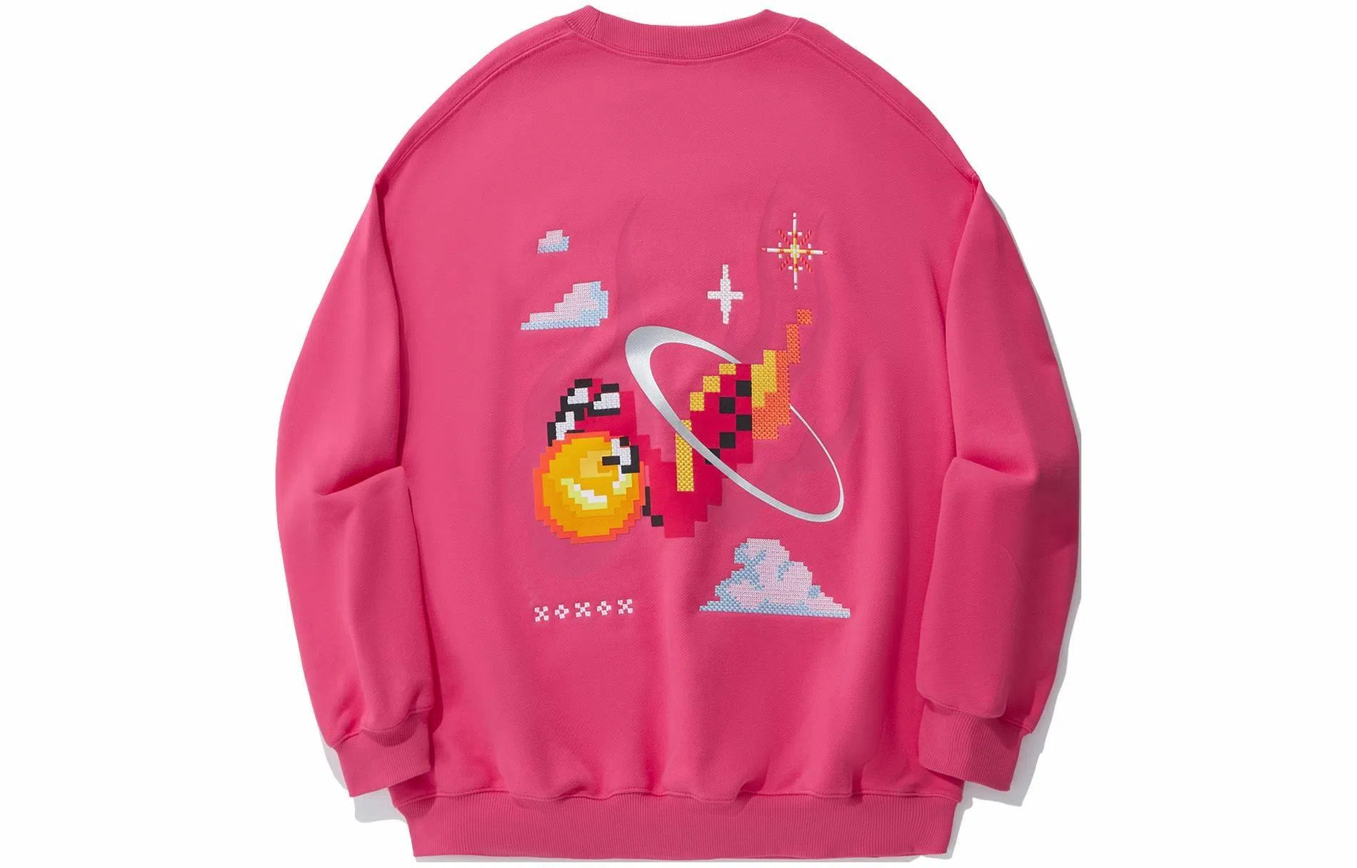 中国李宁 日进斗金系列 龙年龙图腾宽松套头无帽卫衣 男款 树梅红