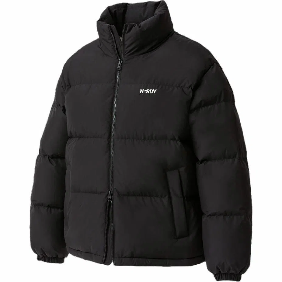NERDY FW24 Embroidered Logo Down Jacket Black