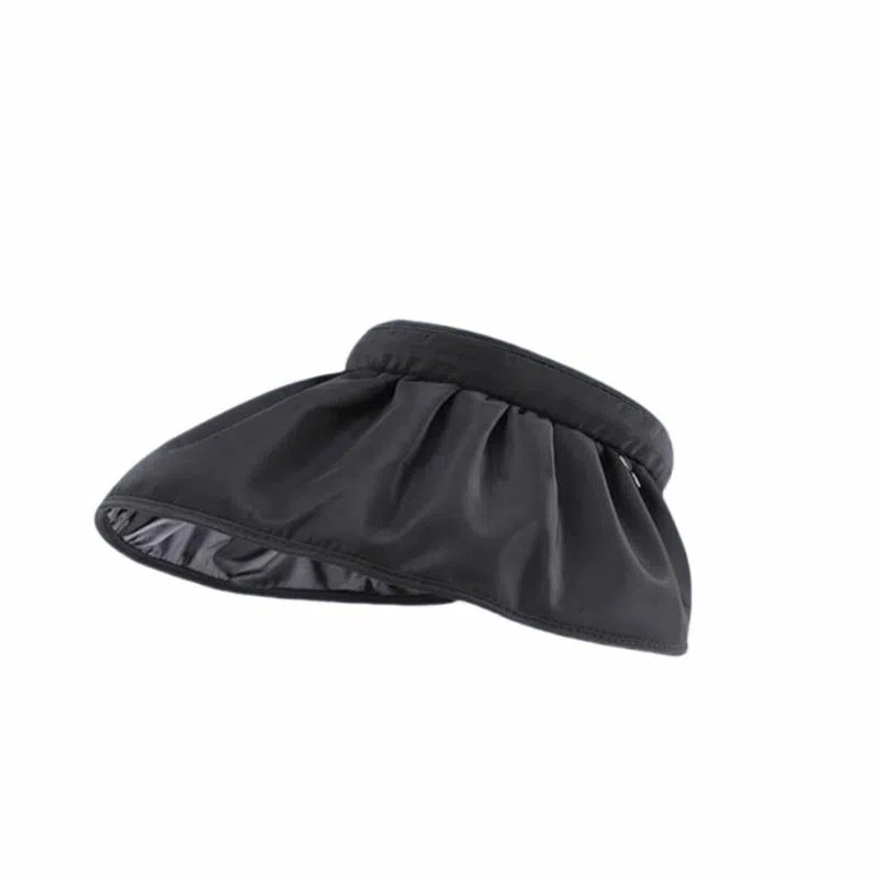 钓鱼熊 夏季防紫外线黑胶遮阳帽空顶户外贝壳帽大檐遮脸太阳帽子 聚酯纤维 防晒帽 男女同款情侣款