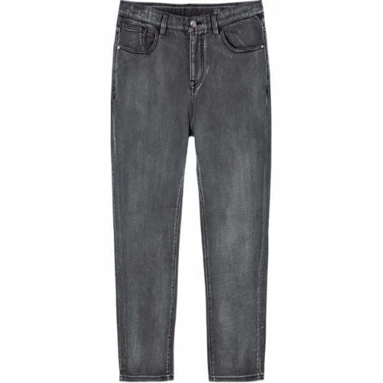 才子 修身舒适纯色中腰牛仔裤 男款 浅灰色
