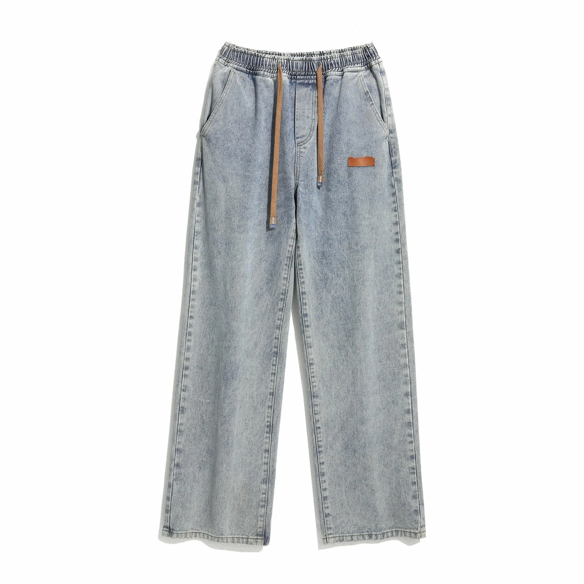 颂希尔 美式高街水洗复古阔腿宽松潮流百搭休闲裤潮牌牛仔裤 男女同款