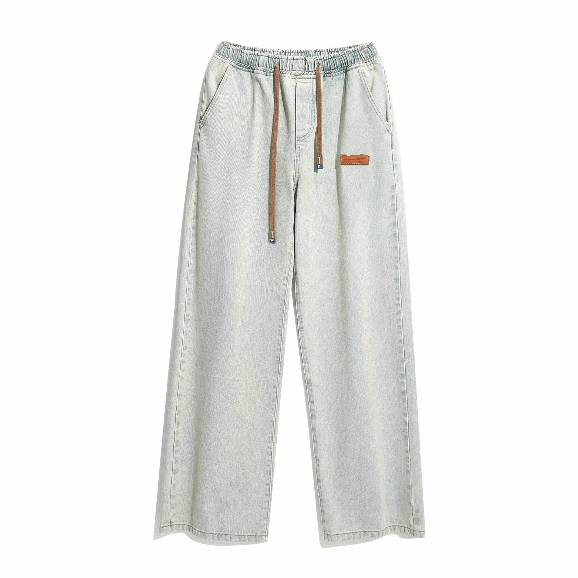 颂希尔 美式高街水洗复古阔腿宽松潮流百搭休闲裤潮牌牛仔裤 男女同款