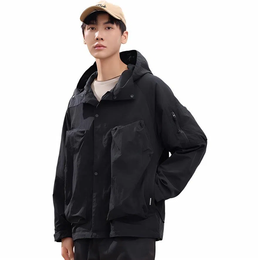 鸭鸭 山系户外工装大口袋宽松时尚百搭连帽夹克外套 男女同款