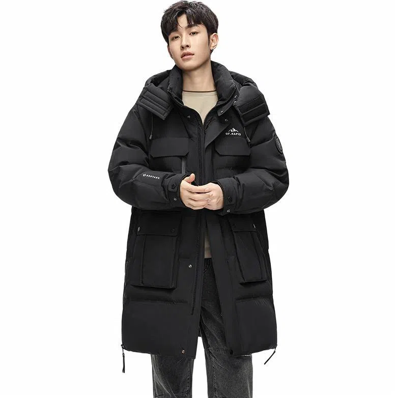 鸭鸭 时尚百搭过膝长款加厚羽绒服 男款
