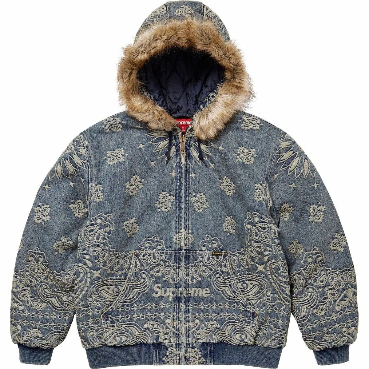 Supreme SS25 Bandana Jacquard Denim Hooded Work Jacket