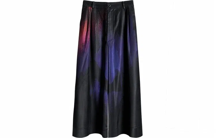 幻象者 渐变印花垂感九分裤阔腿直筒裤休闲裤 男女同款 黑色