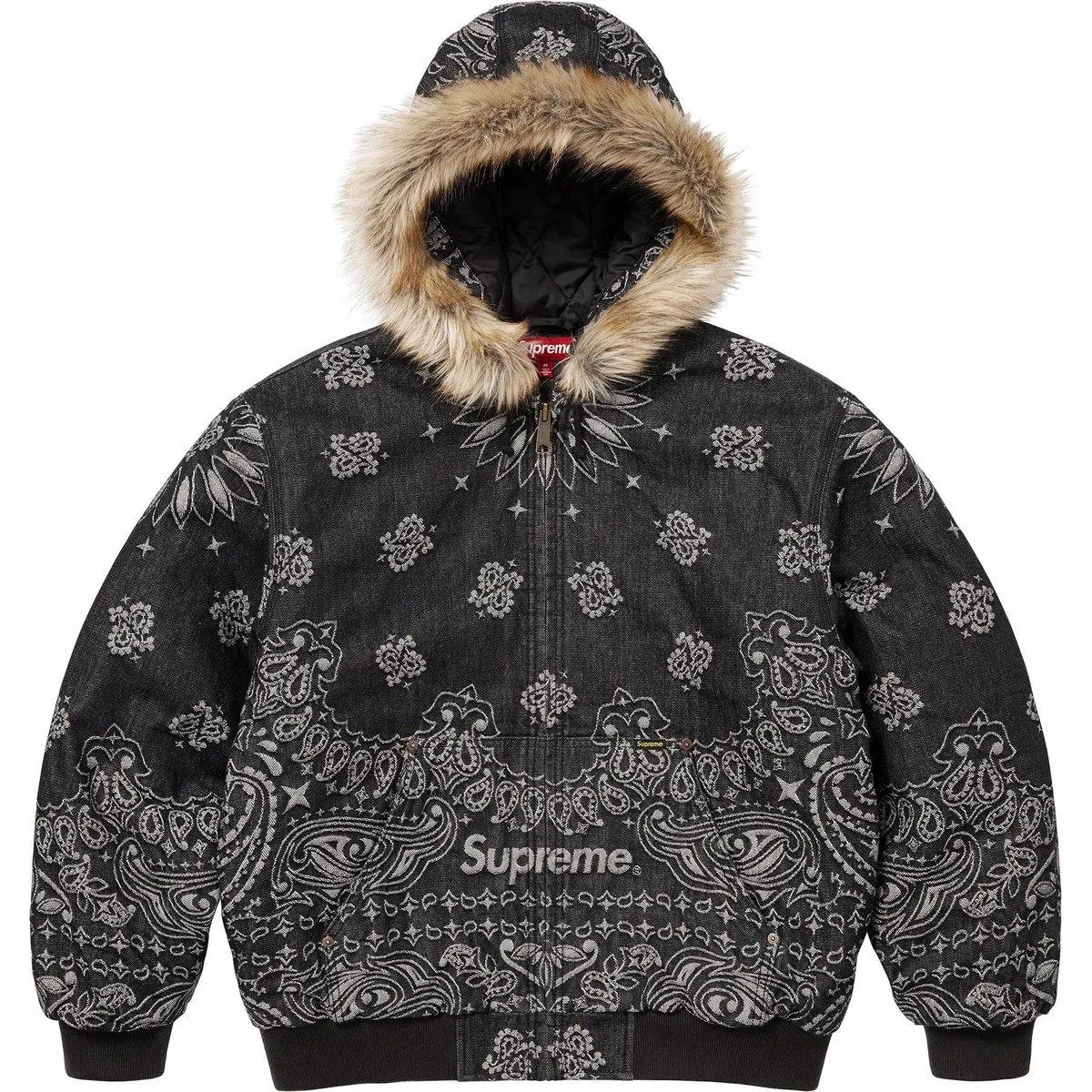 Supreme SS25 Bandana Jacquard Denim Hooded Work Jacket