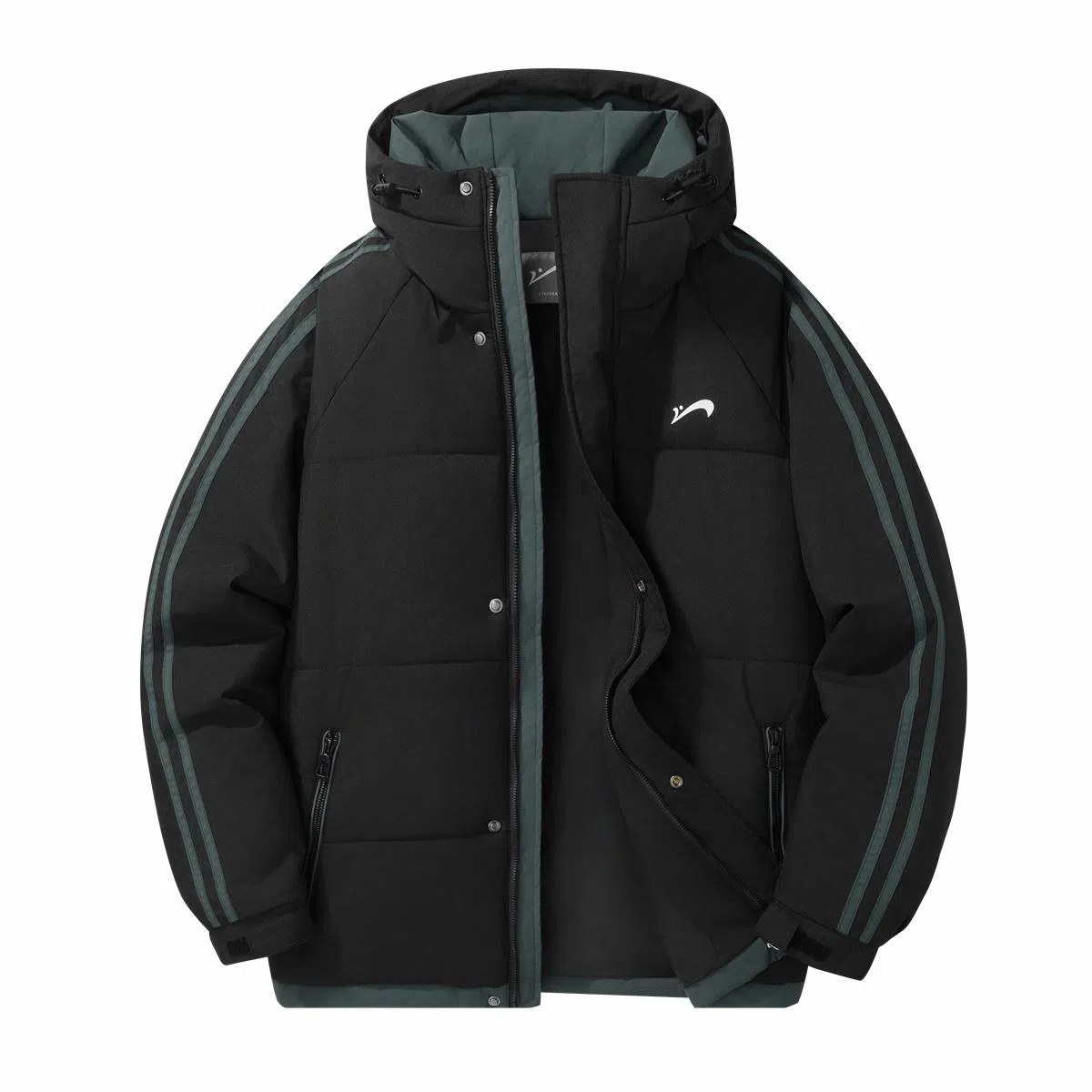 贵人鸟 面包服条纹加厚保暖连帽棉服 男女同款