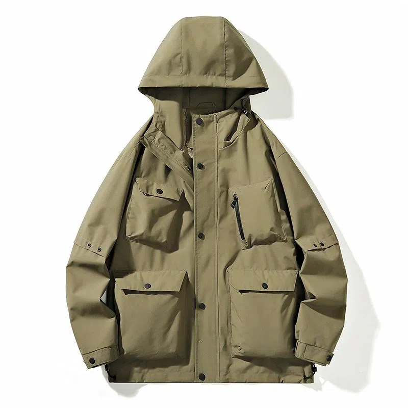 雅鹿 工装山系户外大口袋连帽纯色拉链休闲宽松潮流时尚三合一保暖简约户外防风羽绒服 男女同款