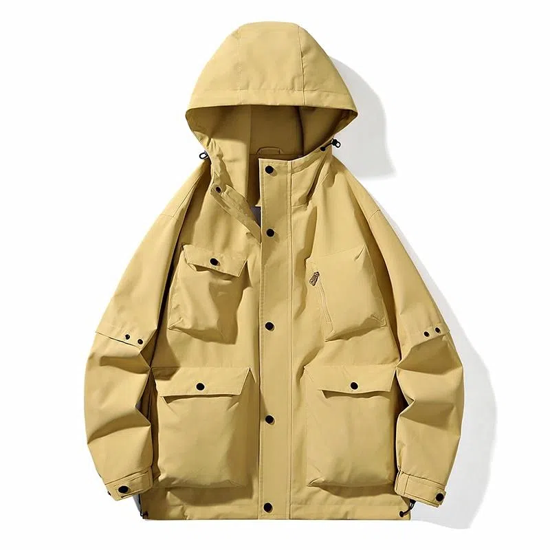 雅鹿 工装山系户外大口袋连帽纯色拉链休闲宽松潮流时尚三合一保暖简约户外防风羽绒服 男女同款