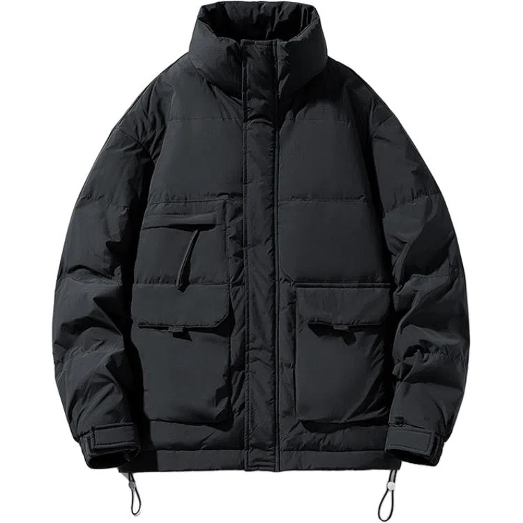 美式高街学院风立领户外工装情侣款防风保暖多口袋休闲宽松潮牌棉服 男女同款