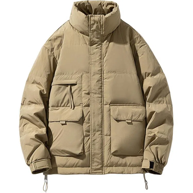 美式高街学院风立领户外工装情侣款防风保暖多口袋休闲宽松潮牌棉服 男女同款