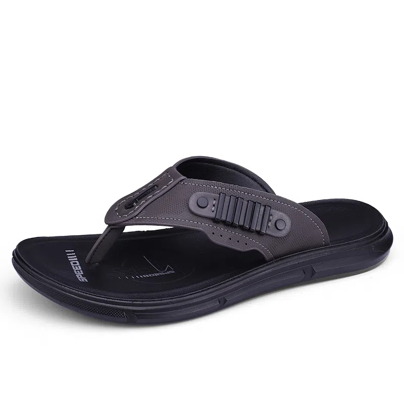 潮泽 舒适简约耐看 橡胶底 车缝线 速干人字拖鞋 男款