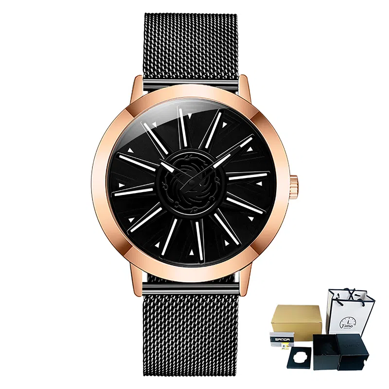 三达石英机芯 合金表带 国表 男表 蓝色表盘 潮流腕表