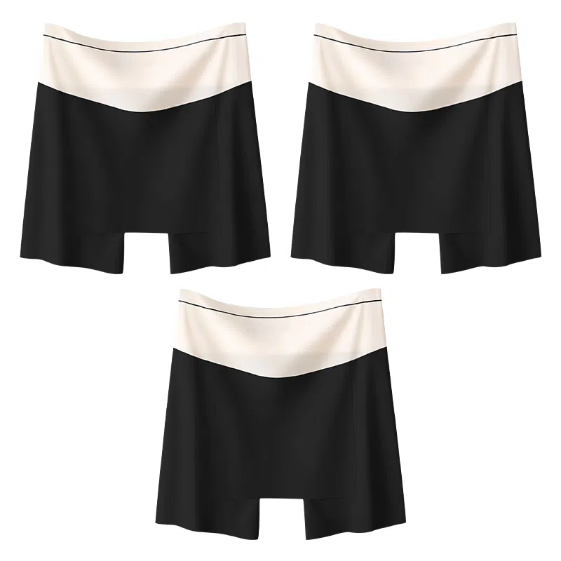 二三二三 凉感防走光免穿内裤无痕裸感高弹亲肤舒适透气不卷边四角裤撞色时尚百搭简约打底裤 女款 组合装