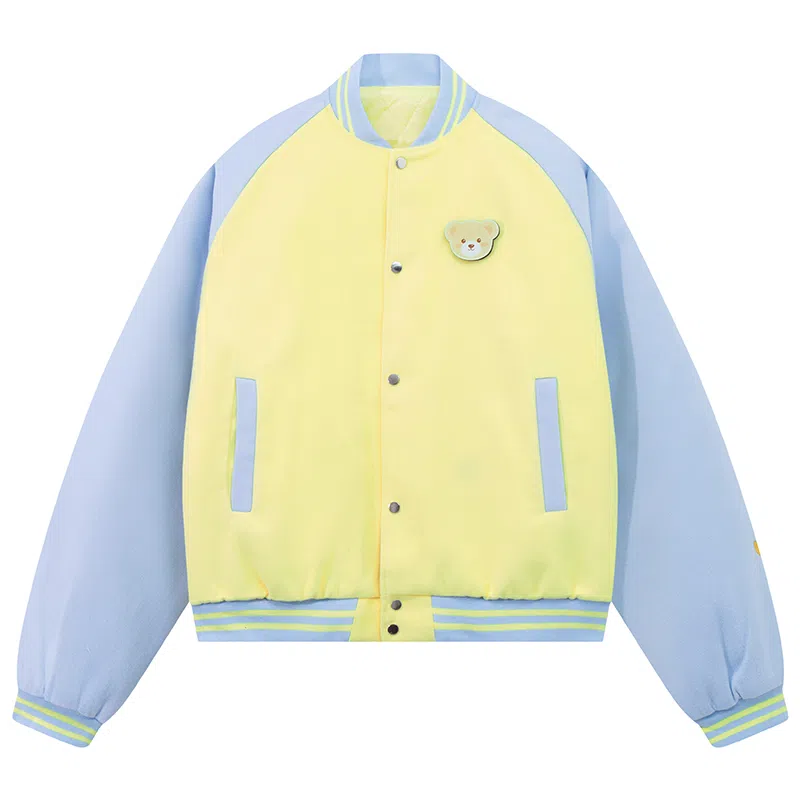 美式小熊魔术贴休闲百搭单排扣棒球服 男女同款