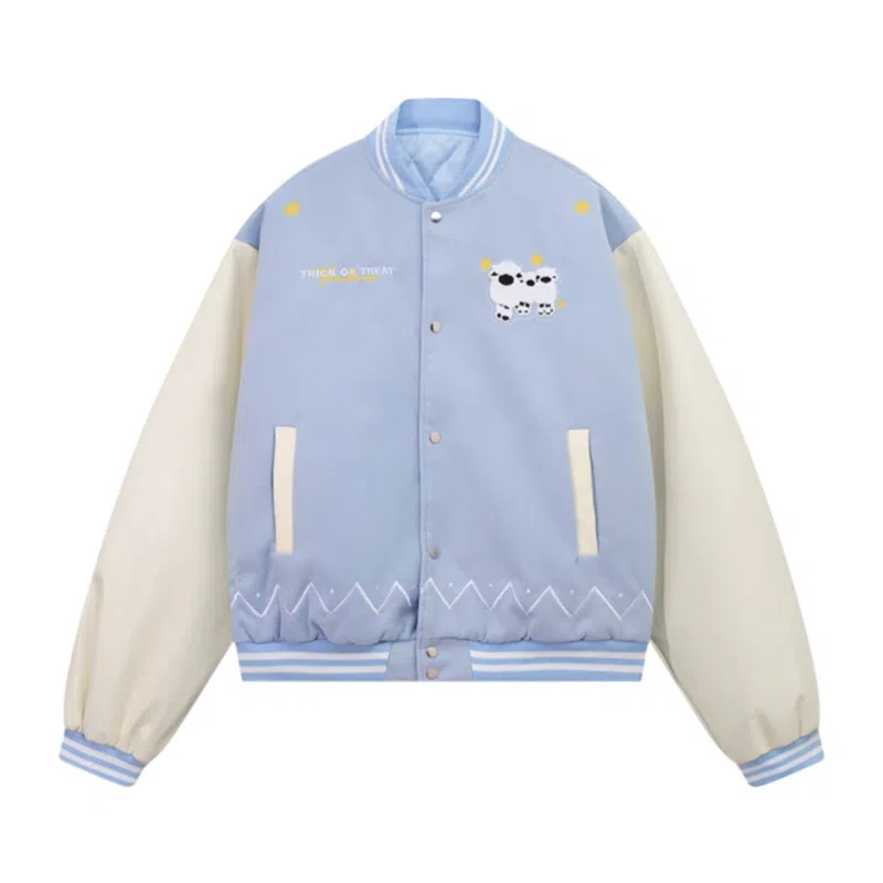 多风格复古潮流宽松舒适拼接外套棒球服 男女同款