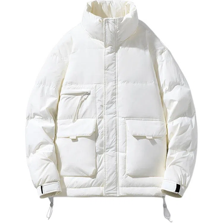 美式高街学院风立领户外工装情侣款防风保暖多口袋休闲宽松潮牌棉服 男女同款