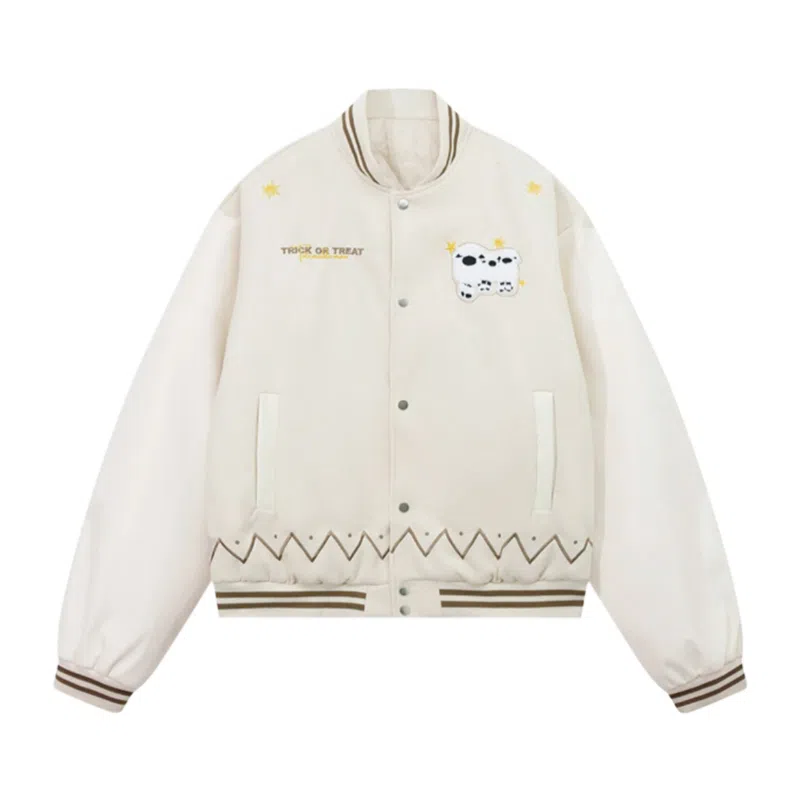 多风格复古潮流宽松舒适拼接外套棒球服 男女同款