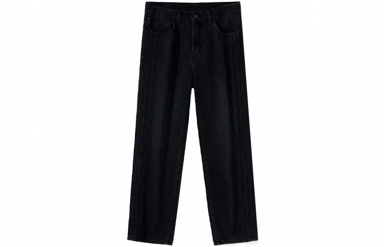 FAIRWHALE Straight Zip Jeans Black