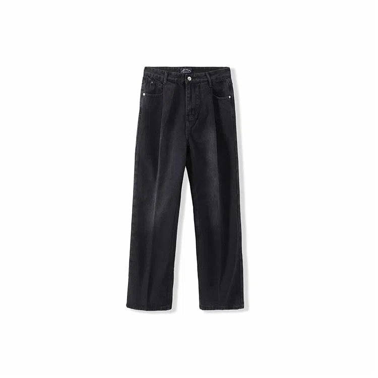 我是大卫 复古水洗做旧宽松休闲牛仔裤 男女同款