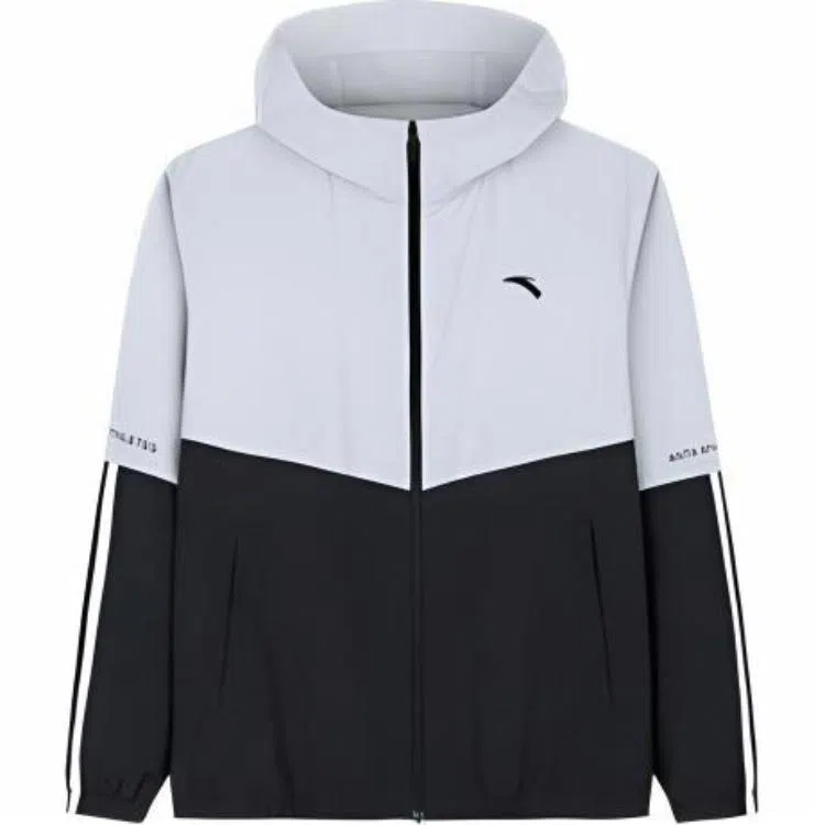 Anta Lifestyle Series Hooded Zip Windbreaker Chip Grey/Basic Black