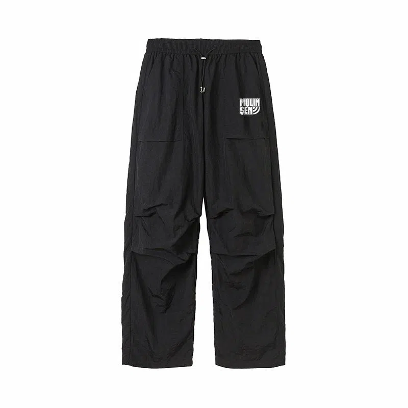 木林森 纯色垂感速干美式复古高街机能风工装裤 男女同款