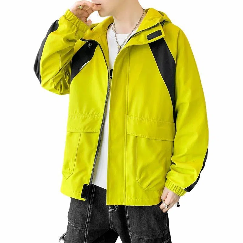 雅鹿优选 春秋连帽宽松工装潮牌山系户外防水拼色休闲夹克外套 男款