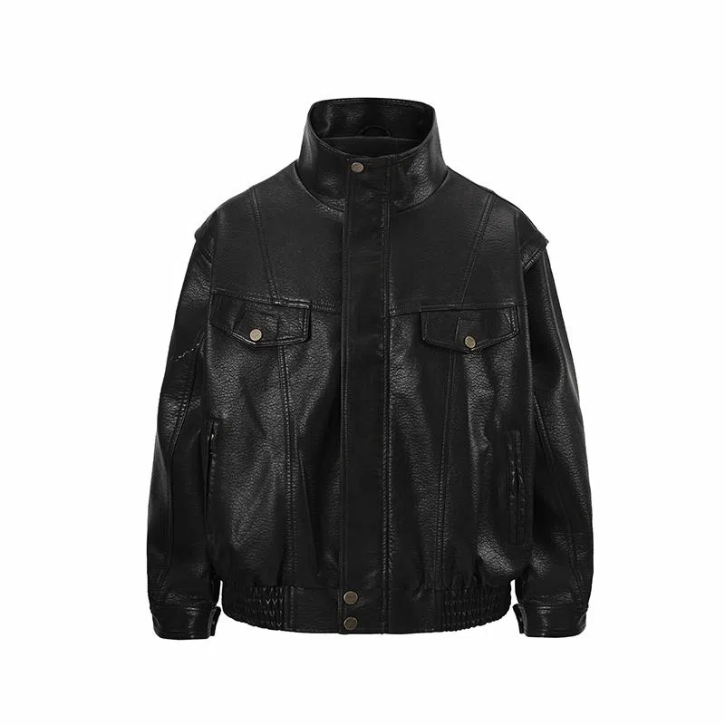 Zanshi Retro Leather Jacket Black
