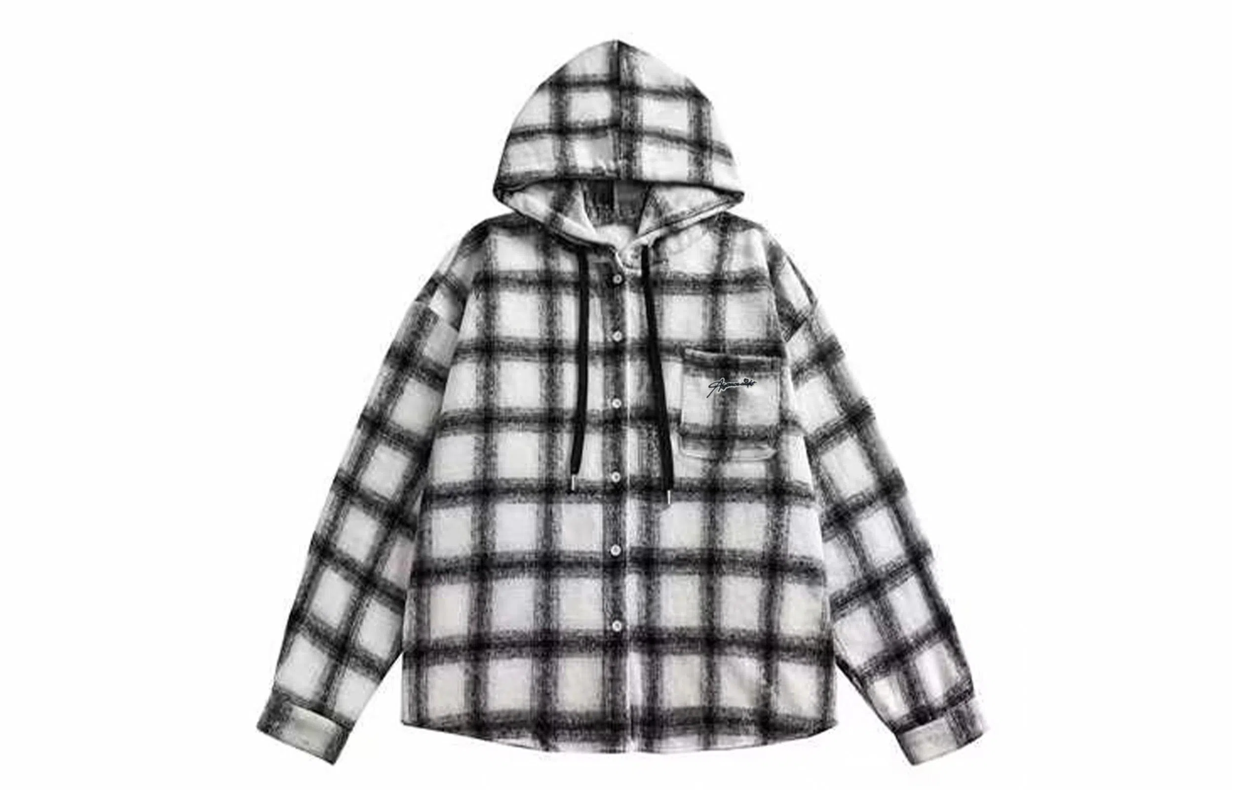 王者荣耀 鲁班七号星空梦想款 美式格子连帽衬衫春秋宽松慵懒风痞帅刺绣标高级感情侣抽身毛呢外套小香风宽松休闲舒适夹克 男女同款