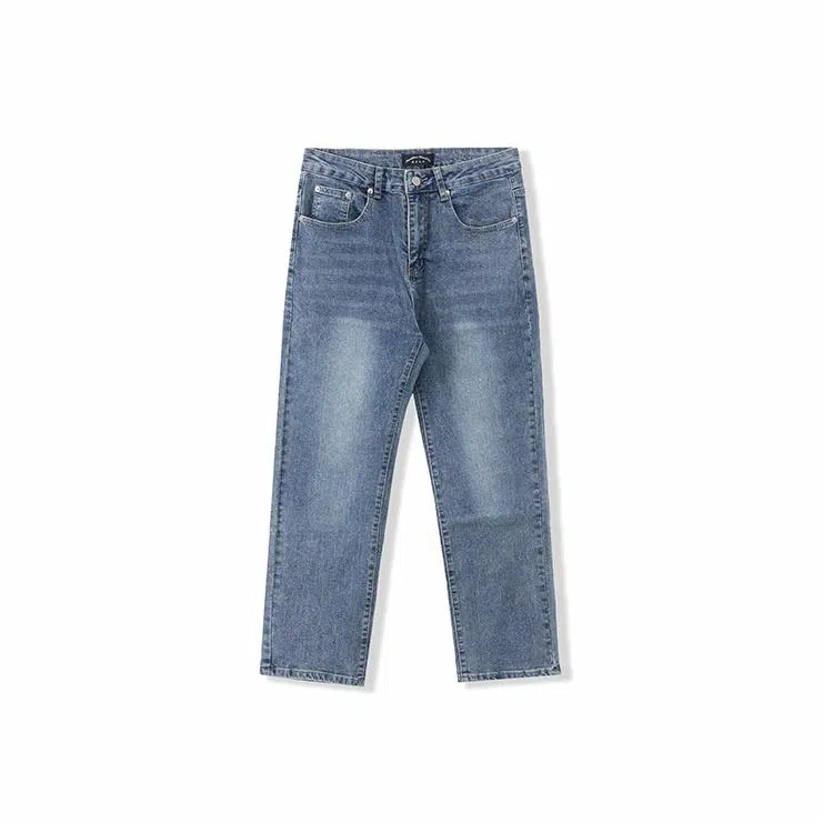 我是大卫 美式复古水洗直筒九分牛仔裤 男女同款