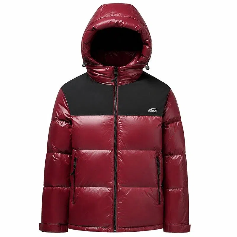 雅鹿 拼色连帽短加厚保暖面包服羽绒服 男款