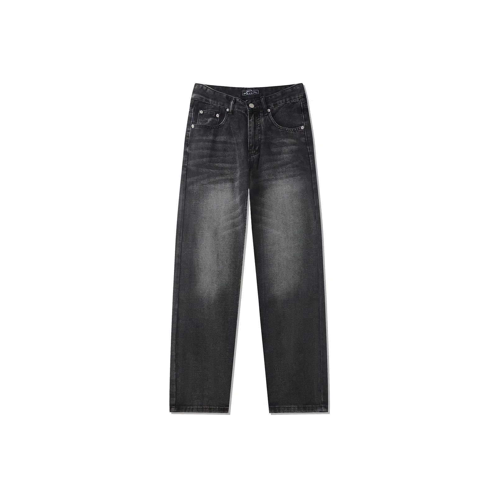 我是大卫 美式复古做旧水洗直筒高街牛仔裤 男女同款 黑色