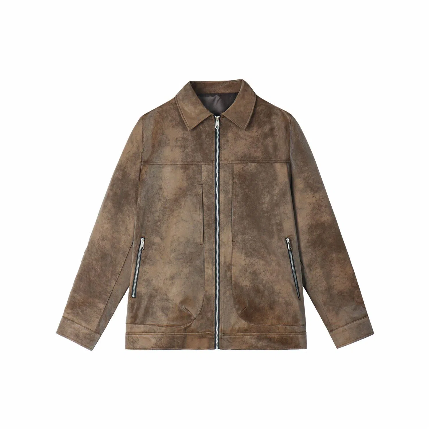 WILD LEADER Vintage Washed Tie-Dye Leather Jacket