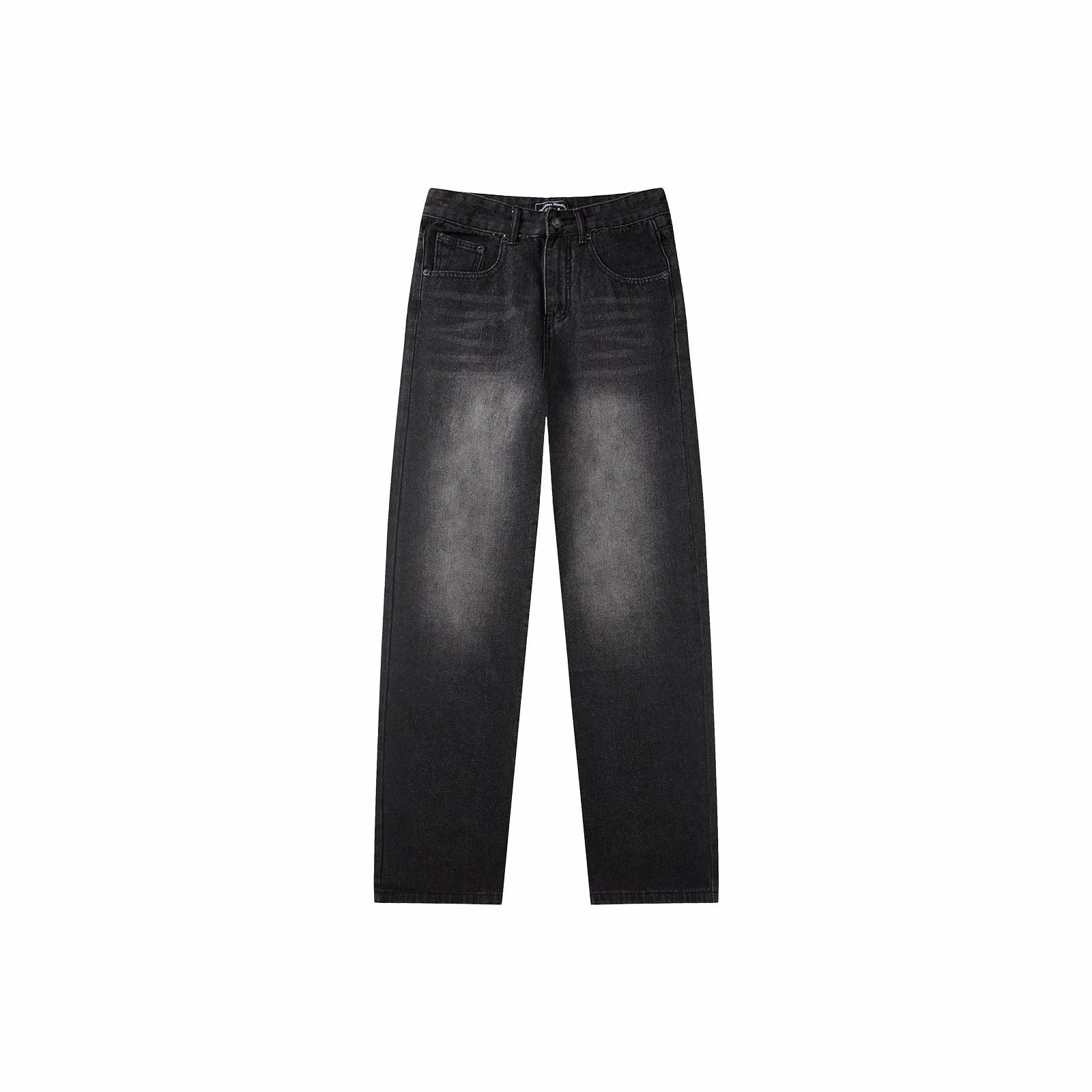 我是大卫 美式复古水洗做旧直裤宽松潮流百搭休闲牛仔裤 男女同款 黑色