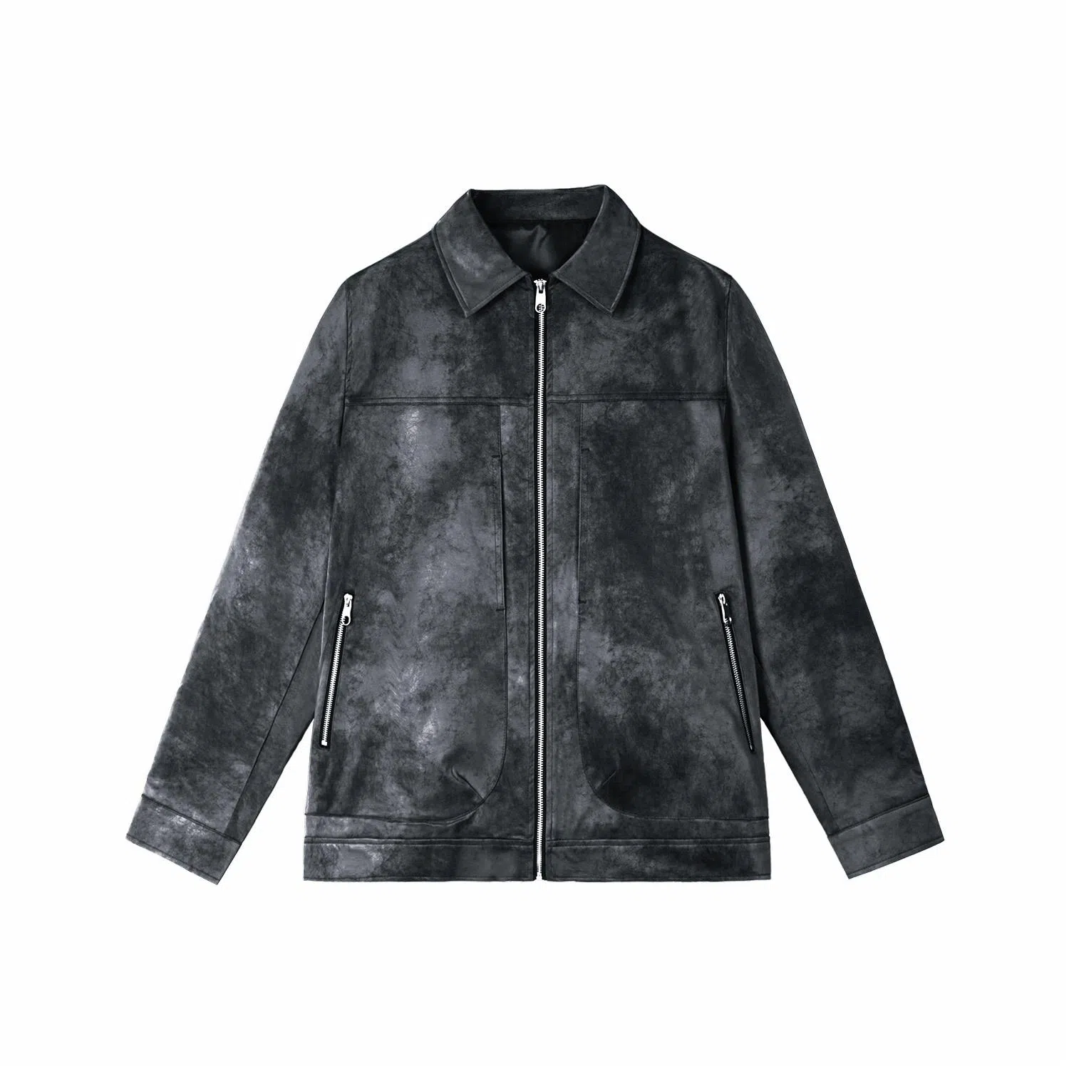 WILD LEADER Vintage Washed Tie-Dye Leather Jacket