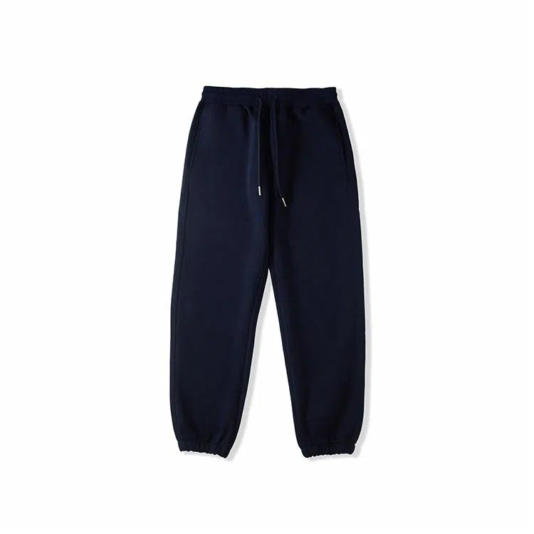 我是大卫 美式高街宽松休闲简约纯色九分束脚针织运动裤 男女同款 藏青色