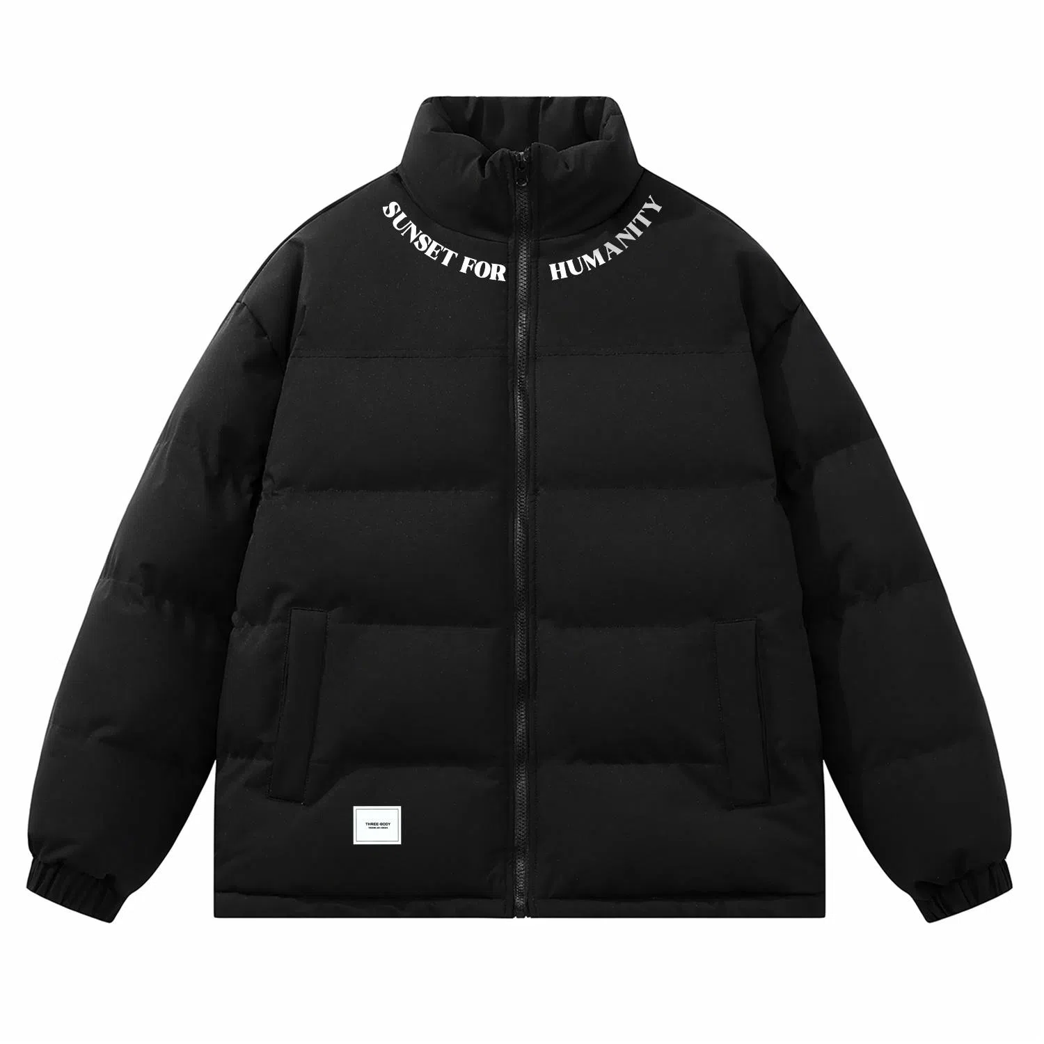 三体 人类的落日系列 简约基础款字母印花美式复古撞色拼接立领开衫百搭潮流加厚保暖舒适极寒户外长袖面包服棉服 男女同款