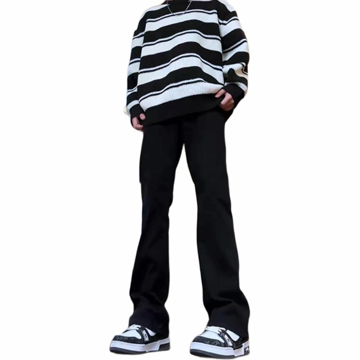 物质公式 美式高街复古做旧水洗基础款宽松百搭高腰透气休闲牛仔裤 男女同款 黑灰色