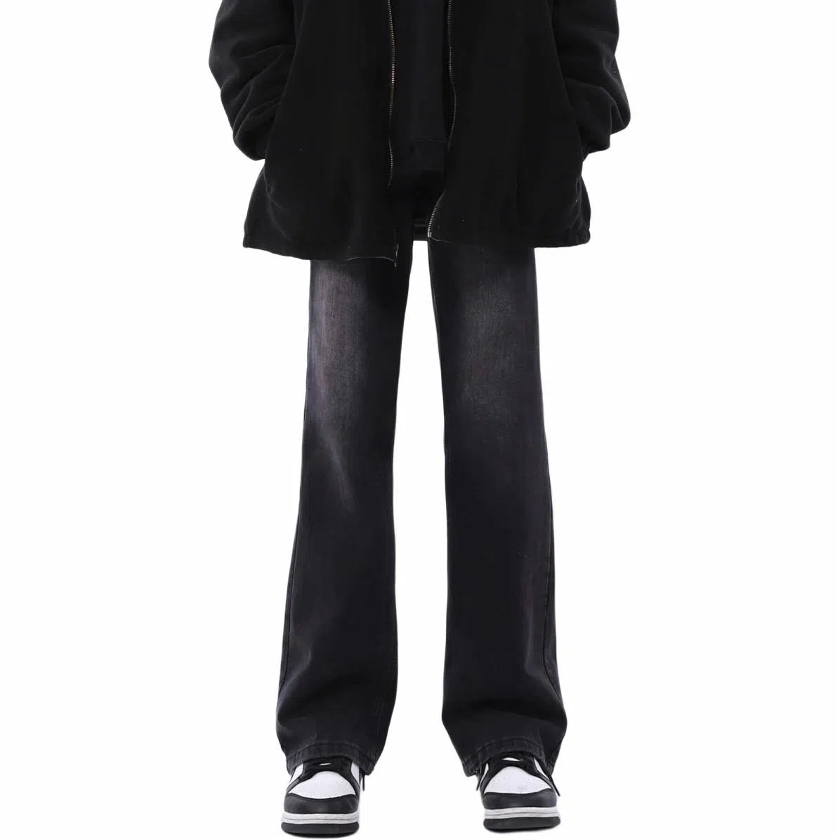 物质公式 美式高街复古做旧水洗基础款百搭透气宽松休闲高腰牛仔裤 男女同款 浅蓝色