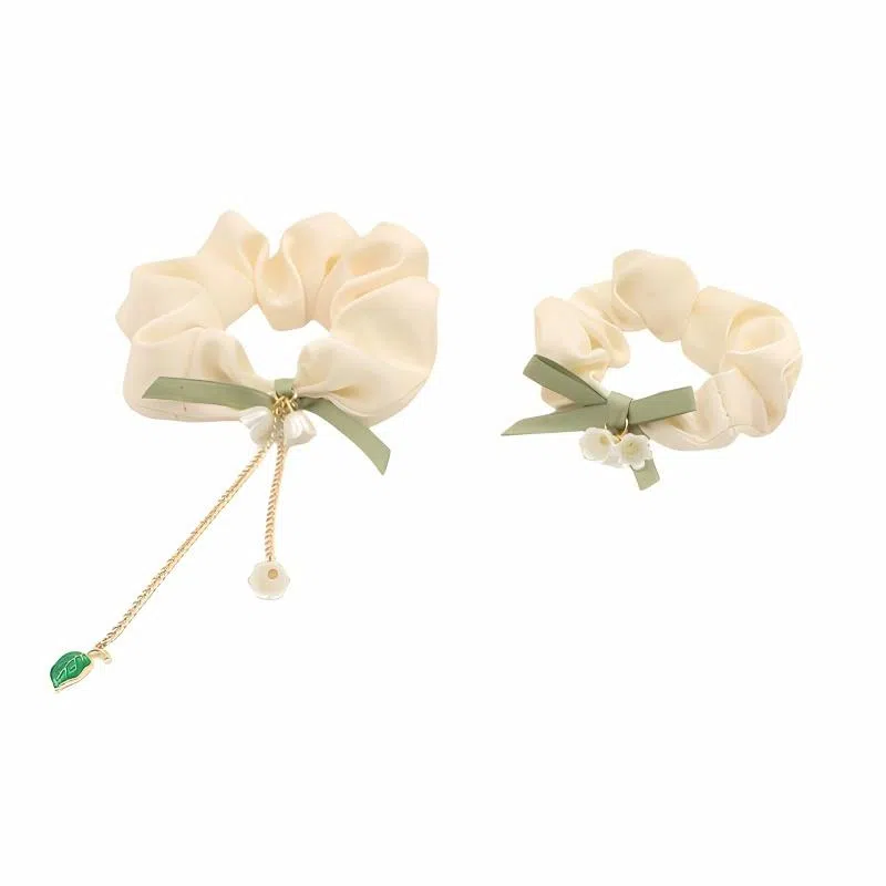 丹琴 铃兰花蝴蝶结大肠高级感森系仙美扎头橡皮筋新中式头绳头饰 布艺 发圈 女款