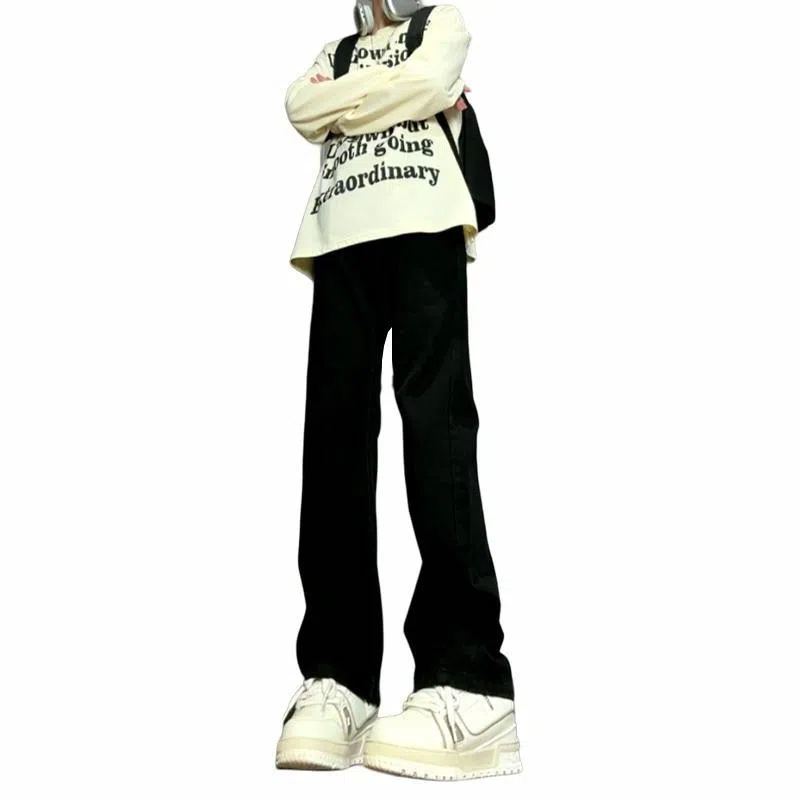 物质公式 美式高街复古做旧水洗基础款百搭透气宽松休闲高腰牛仔裤 男女同款 浅蓝色