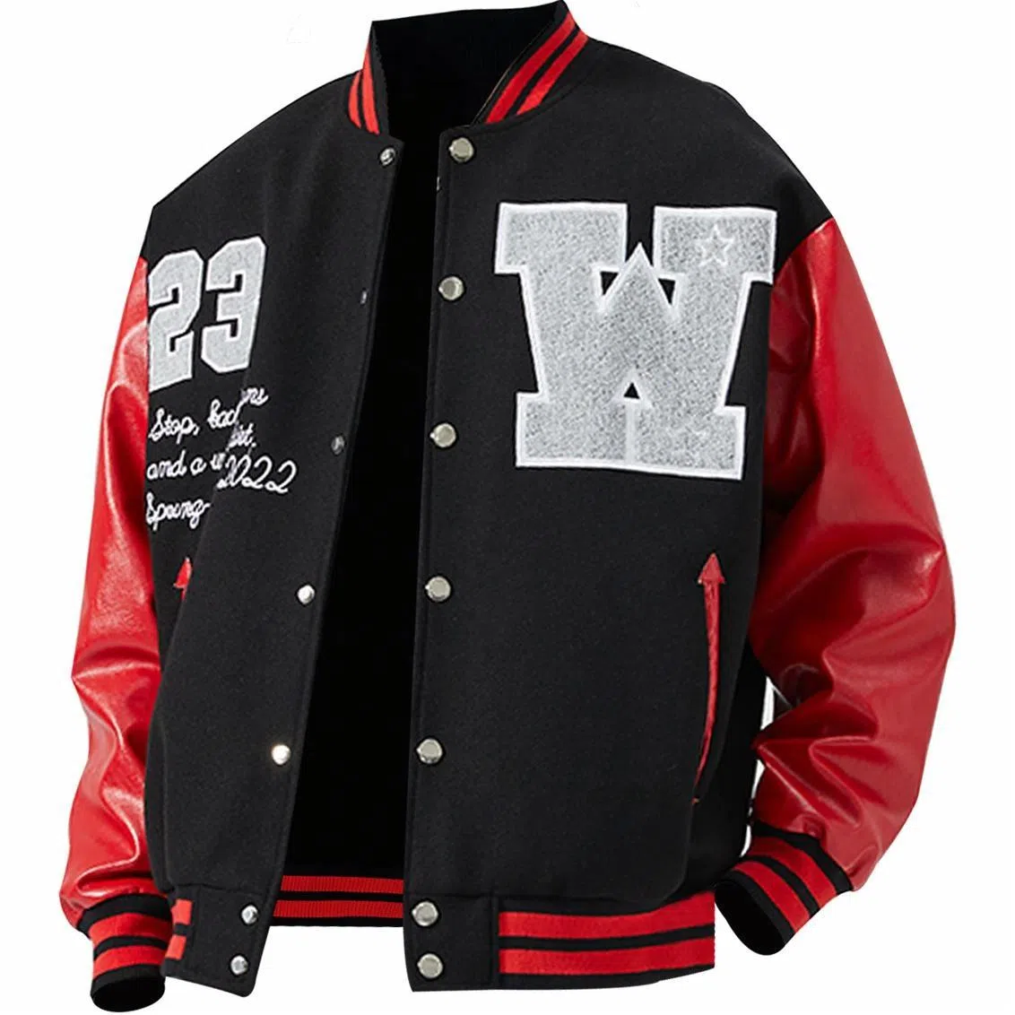 RAP PANDA Embroidered Baseball Jacket Navy