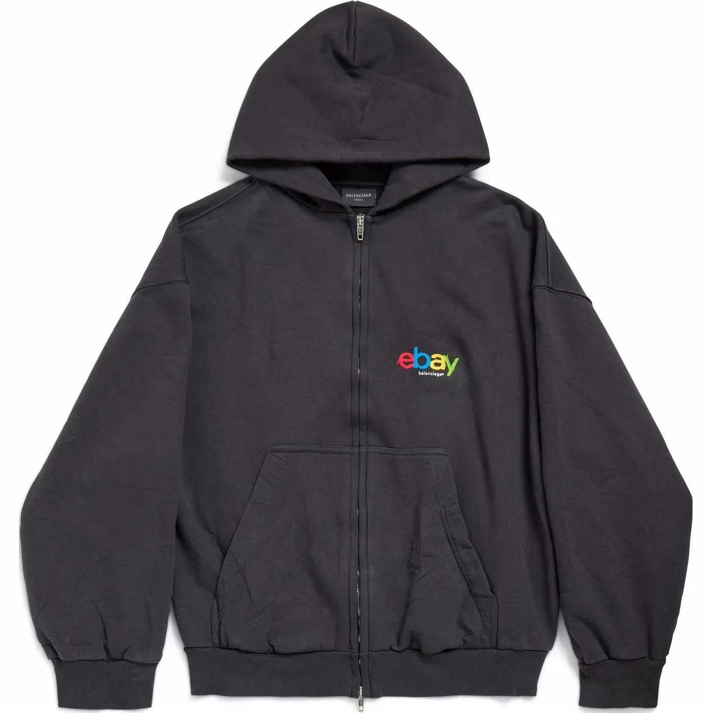 Balenciaga Embroidered Logo Hoodie Jacket Black