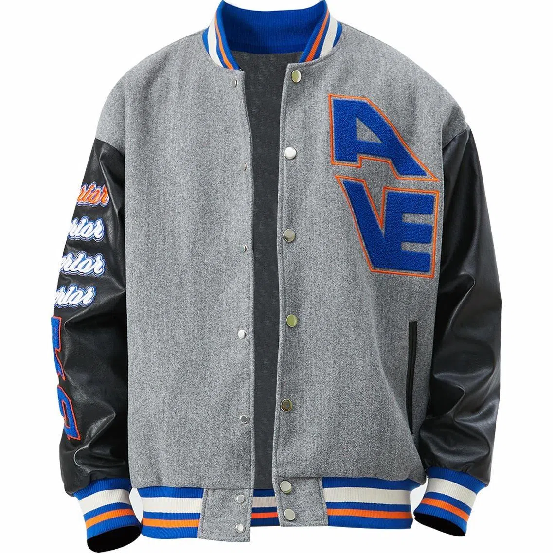 RAP PANDA Embroidered Baseball Jacket Navy